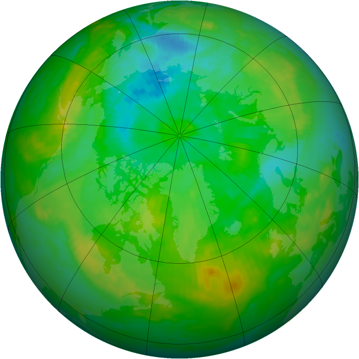 Arctic ozone map for 01 August 1991
